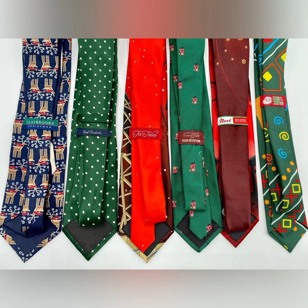 6 Men‎ Christmas Holiday Ties Reindeer, Santa Gingerbread men